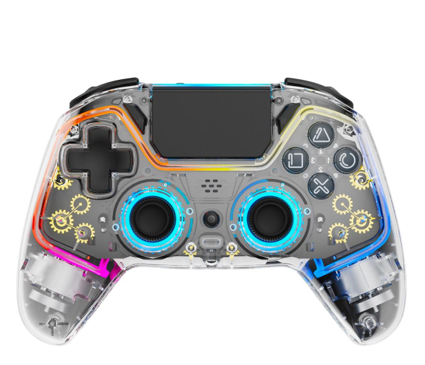 DELTACO Pad bezprzewodowy PS4 GAM-169-T Transparentny RGB - 1226123 - zdjęcie